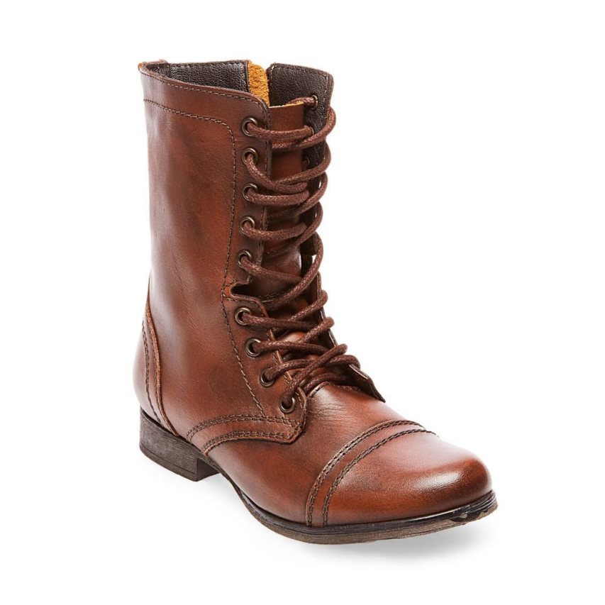 Brown Steve Madden Troopa Leather Women's Ankle Boots | PH 3179OAF